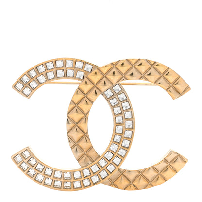 Chanel Crystal CC Mini Brooch Gold 1 of 4