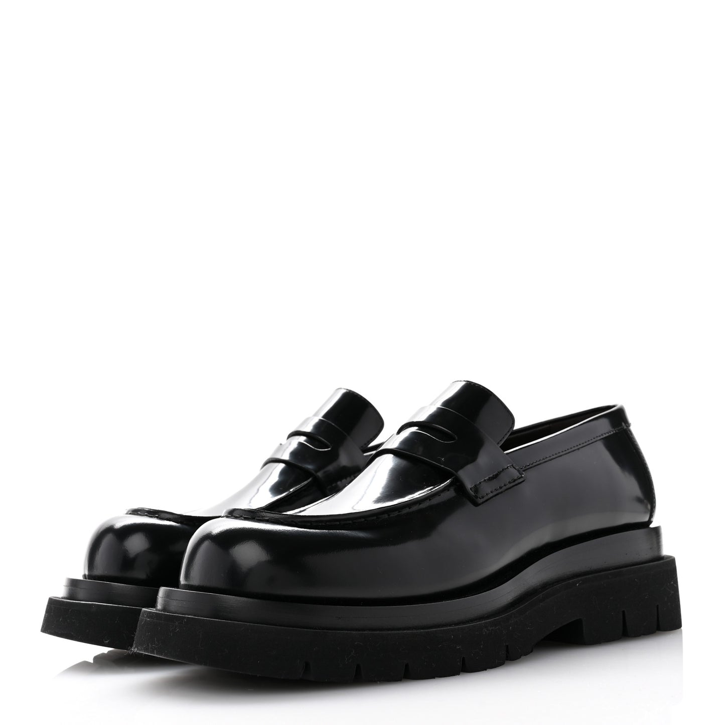 Soft Vinyl Calfskin Lug Loafers 39.5 Black