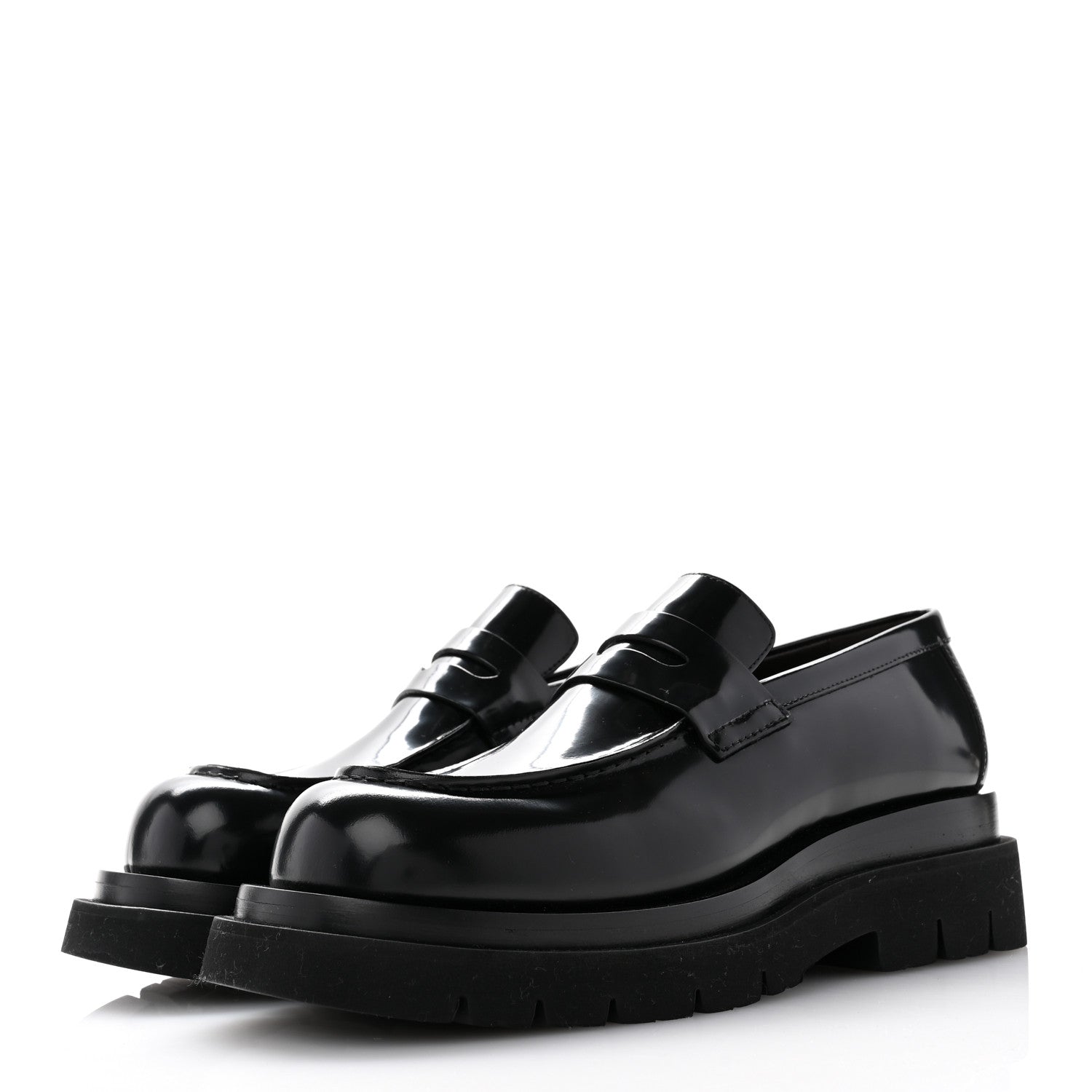 Bottega Veneta Soft Vinyl Calfskin Lug Loafers 39.5 Black 3 of 8