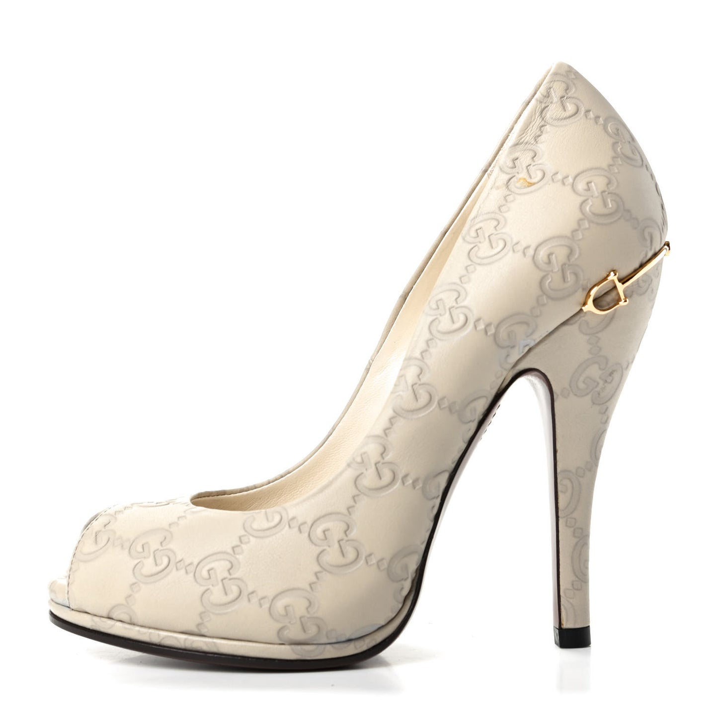 Guccissima Peep Toe Pumps 35.5 Mystic White