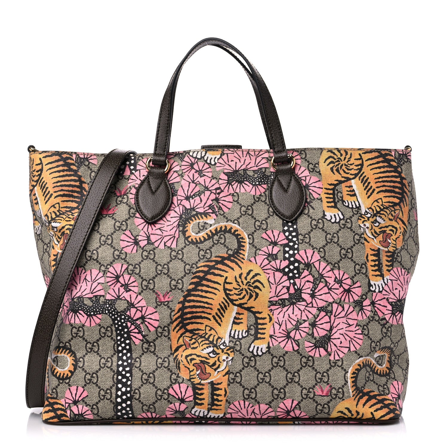 Gucci Soft GG Supreme Monogram Bengal Medium Crossbody Tote Beige Pink 1 of 11