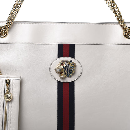 Gucci Suede Calfskin Large Rajah Chain Tote White 15 of 15