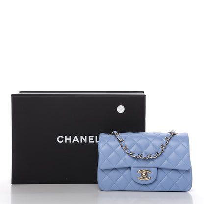 Chanel Lambskin Quilted Mini Rectangular Flap Light Blue 11 of 12