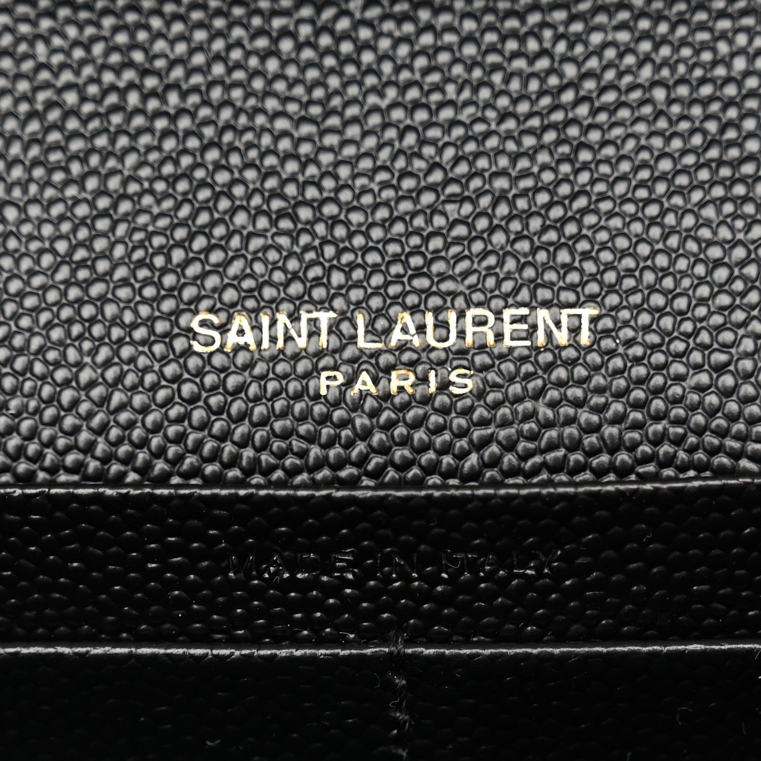 Saint Laurent Grain De Poudre Matelasse Chevron Monogram Chain Wallet Black 6 of 11