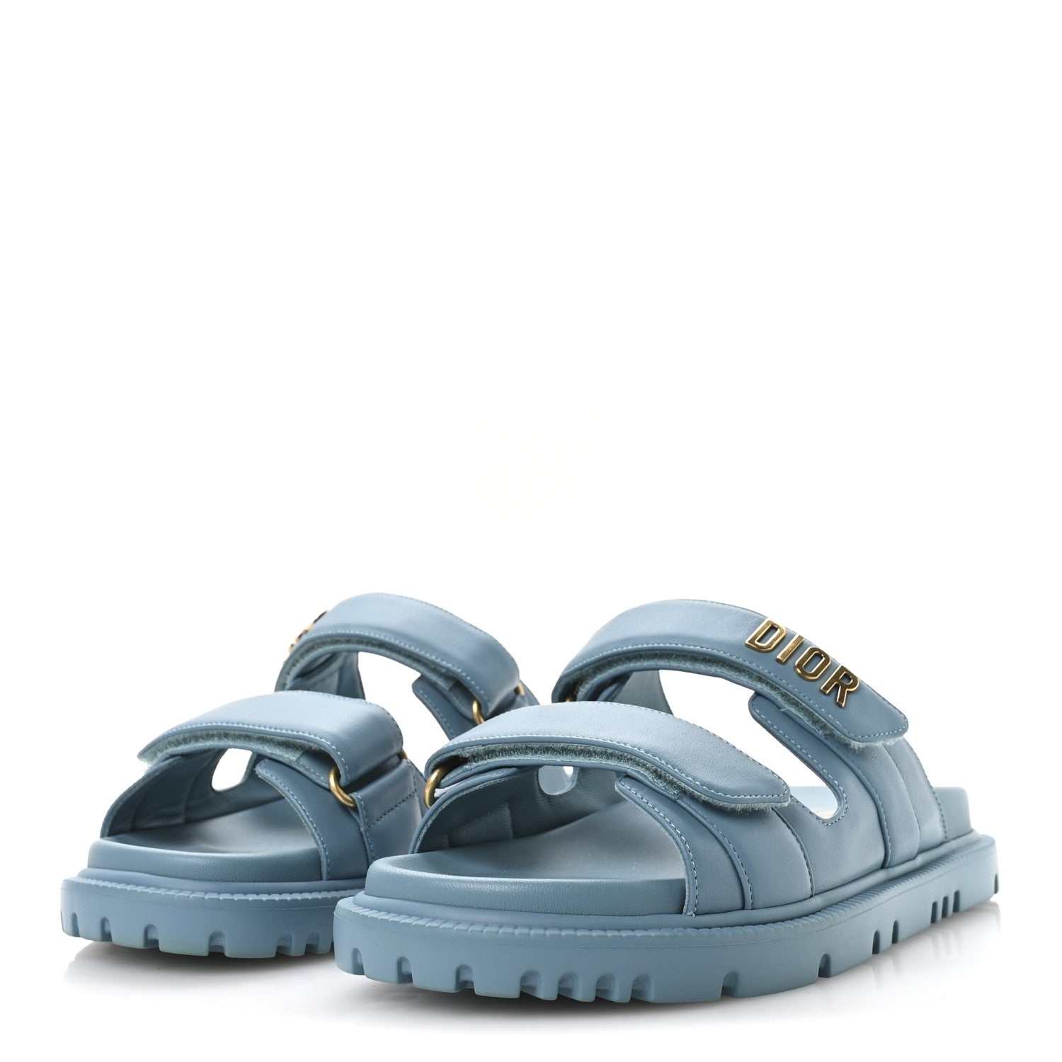 Christian Dior Lambskin Dioract 10mm Slide Sandals 37.5 Dusty Sky 4 of 8