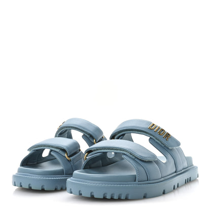 Christian Dior Lambskin Dioract 10mm Slide Sandals 37.5 Dusty Sky 4 of 8