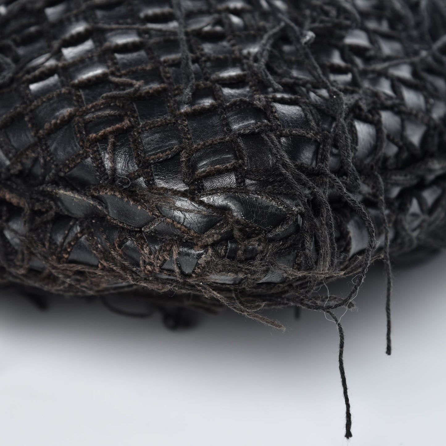 Nappa Intrecciato Fringe Netted Hobo Black