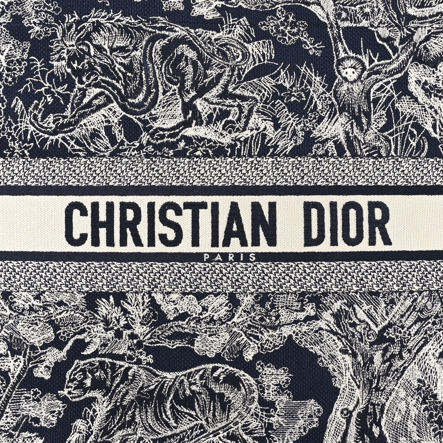 Christian Dior Canvas Embroidered Large Dioriviera Toile De Jouy Reverse Book Tote Blue 8 of 11