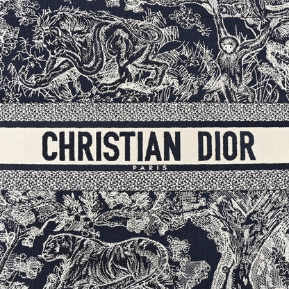 Christian Dior Canvas Embroidered Large Dioriviera Toile De Jouy Reverse Book Tote Blue 8 of 11
