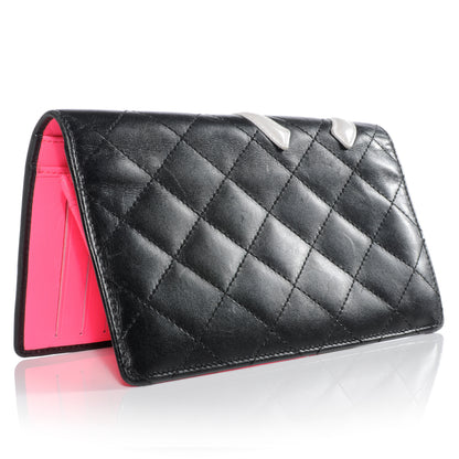 Chanel Calfskin Quilted Cambon Yen Wallet Black White 3 of 9