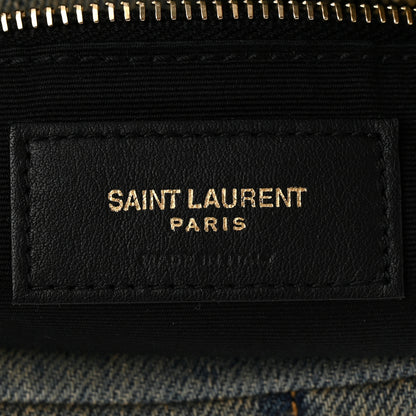 Saint Laurent Denim Quilted Small Loulou Puffer Monogram Chain Satchel Rodeo Blue 6 of 10
