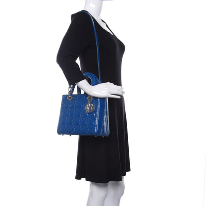 Christian Dior Patent Cannage Medium Lady Dior Blue 2 of 10