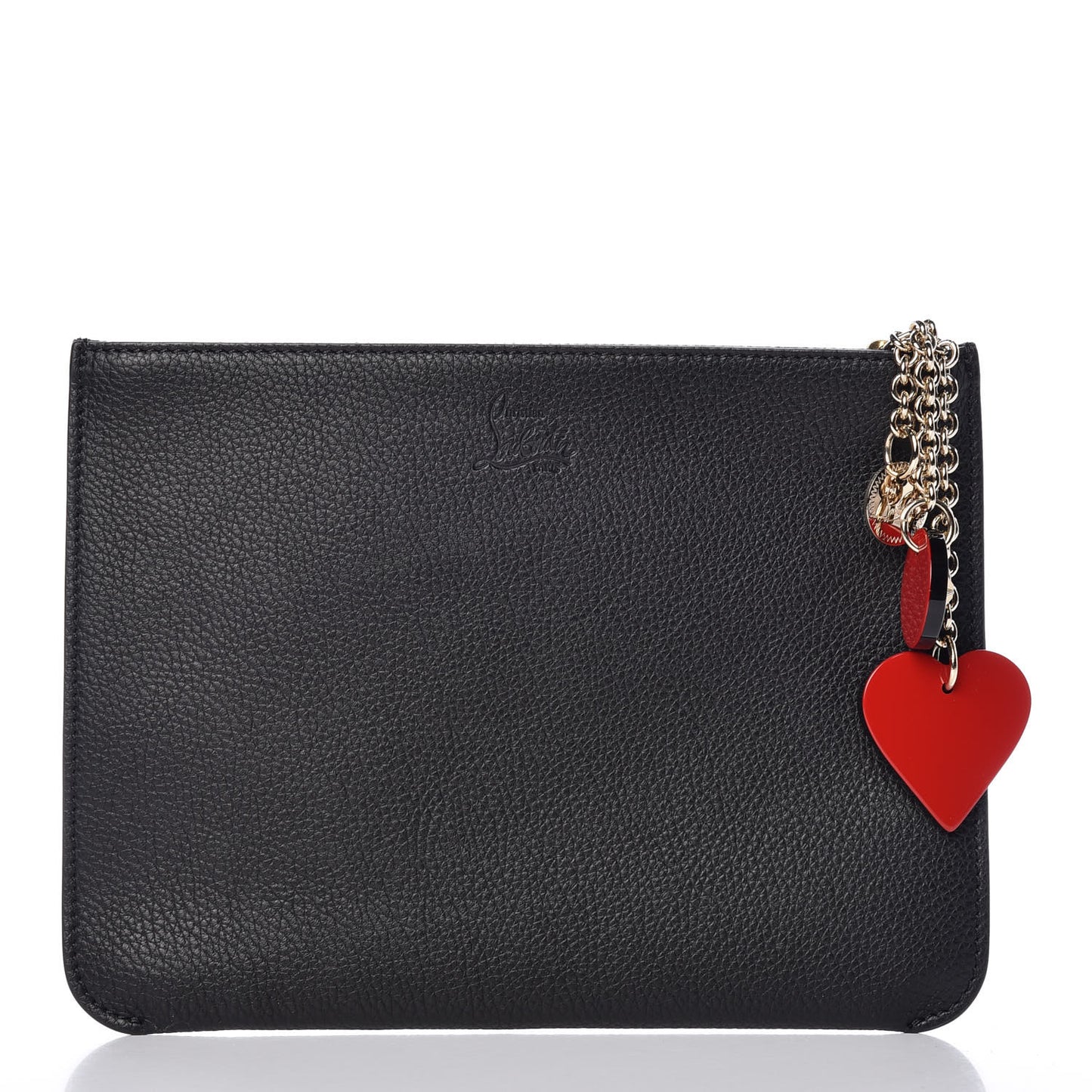 Calfskin Loubicute Charms Clutch Black