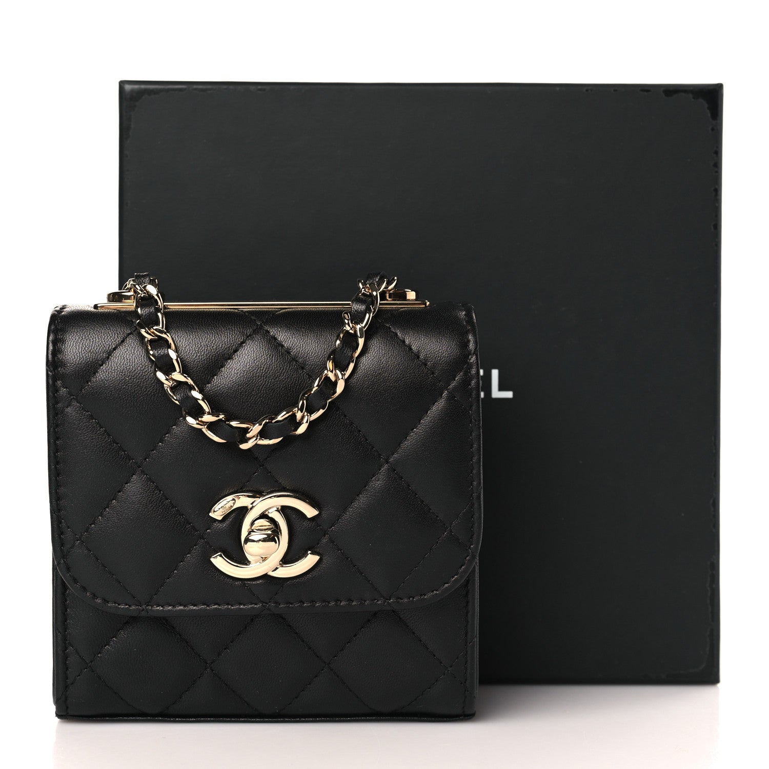 Chanel Lambskin Quilted Mini Trendy CC Chain Wallet Black 10 of 10