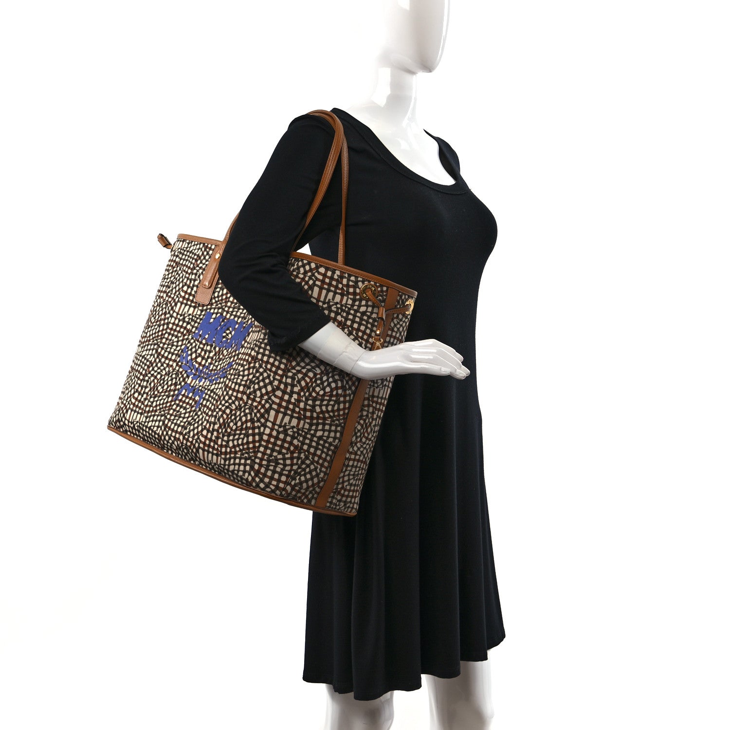 MCM Visetos Large Liz Reversible Shopper Tote Cognac 2 of 14