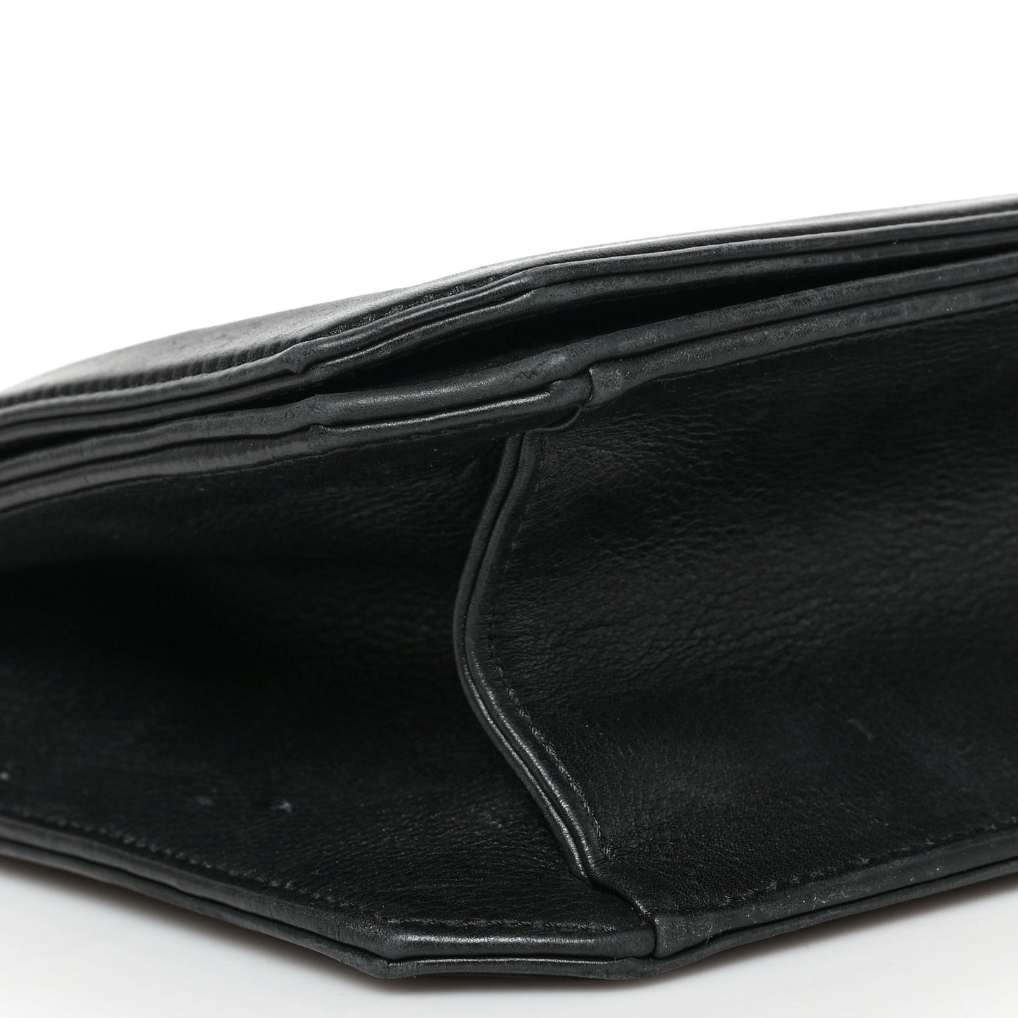 Calfskin Quilted Large Chain Link Full Flap Black