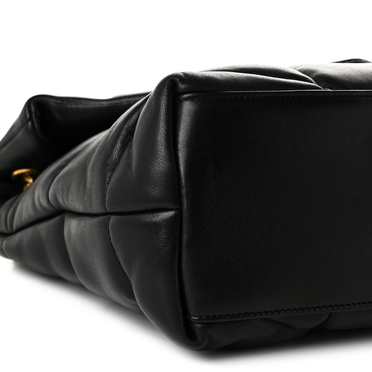 Saint Laurent Lambskin Quilted Medium Loulou Puffer Monogram Chain Satchel Black 9 of 11