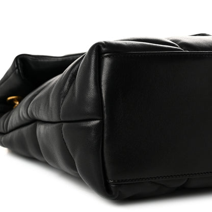 Saint Laurent Lambskin Quilted Medium Loulou Puffer Monogram Chain Satchel Black 9 of 11