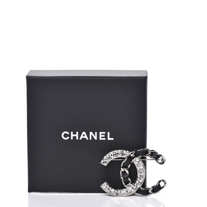 Chanel Lambskin Baguette Crystal CC Brooch Black Silver 5 of 5