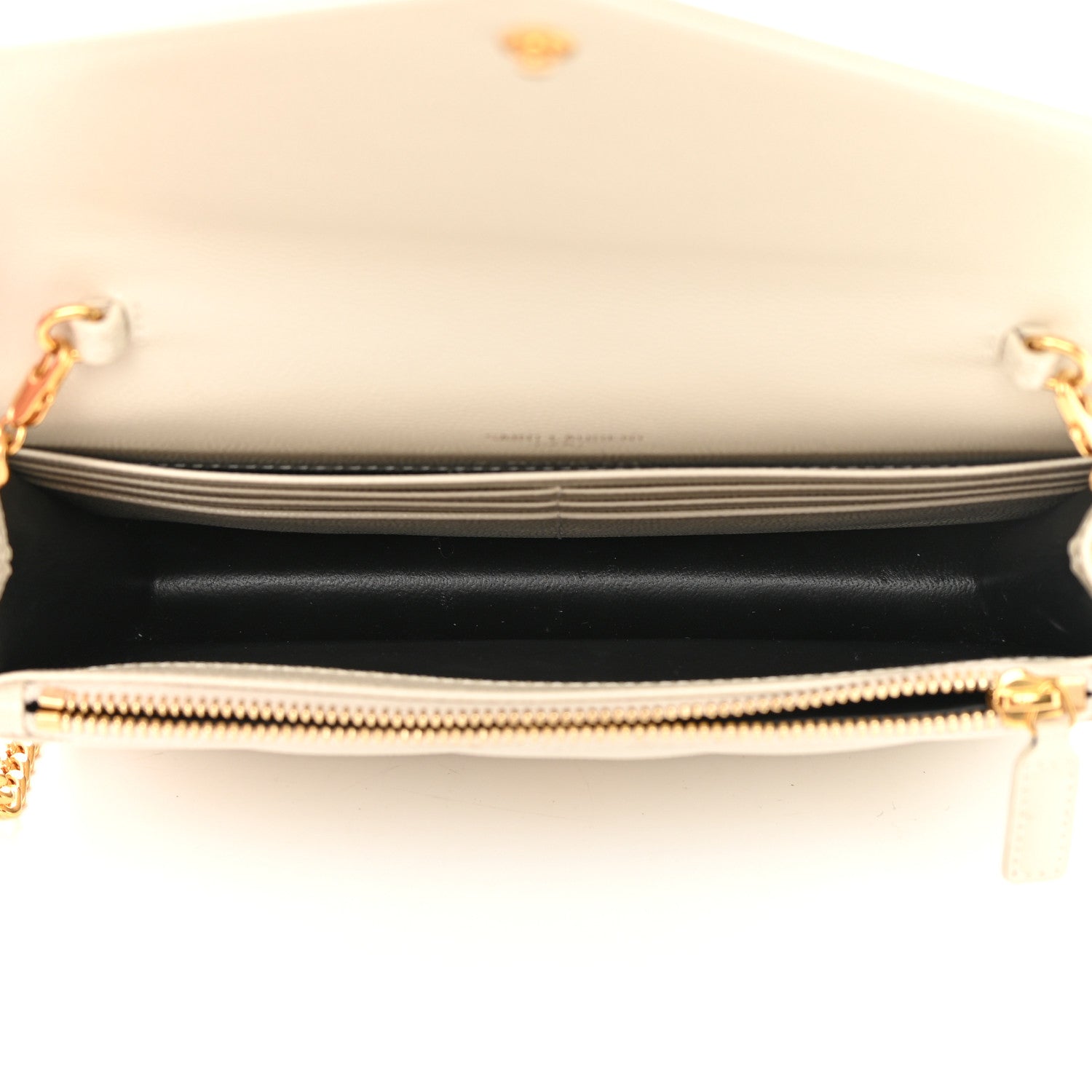 Saint Laurent Grain De Poudre Matelasse Chevron Monogram Envelope Chain Wallet Blanc Vintage 6 of 15