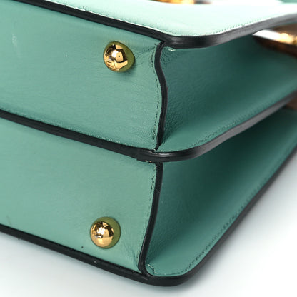 Fendi Vitello Seta Shiny Nappa Plexiglass Small Peekaboo I SEE U Satchel Menta Light Rose 9 of 17