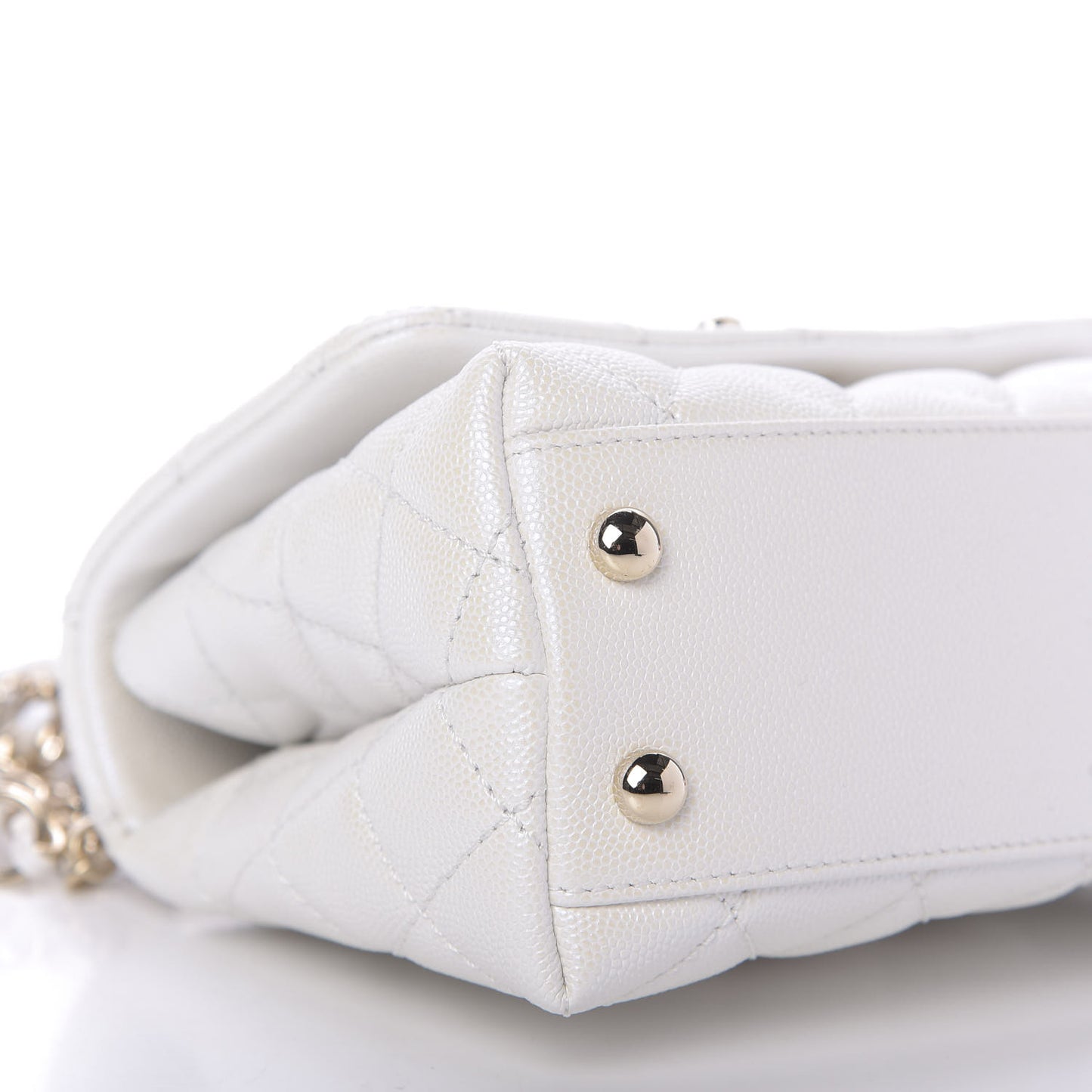 Iridescent Caviar Quilted Extra Mini Coco Handle Flap Ivory