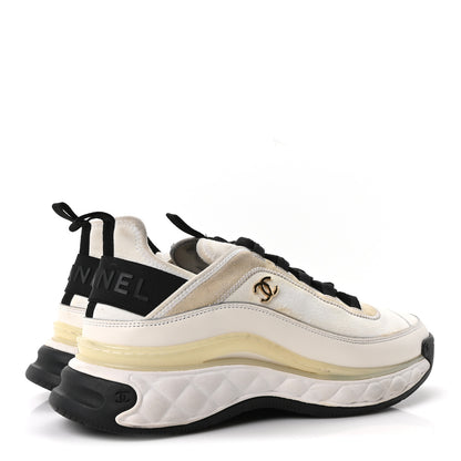 Chanel Velvet Calfskin Mixed Fibers CC Sneakers 39.5 Ivory Black 5 of 9