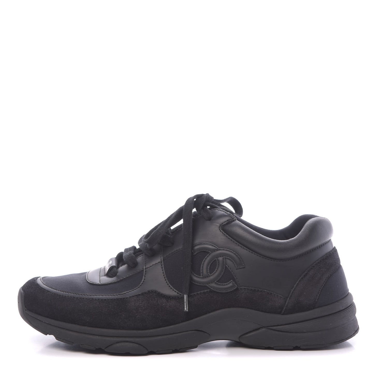 Fabric Calfskin Suede CC Sneakers 41 Black