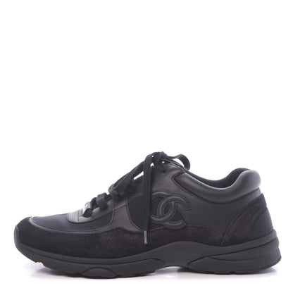 Chanel Fabric Calfskin Suede CC Sneakers 41 Black 1 of 9