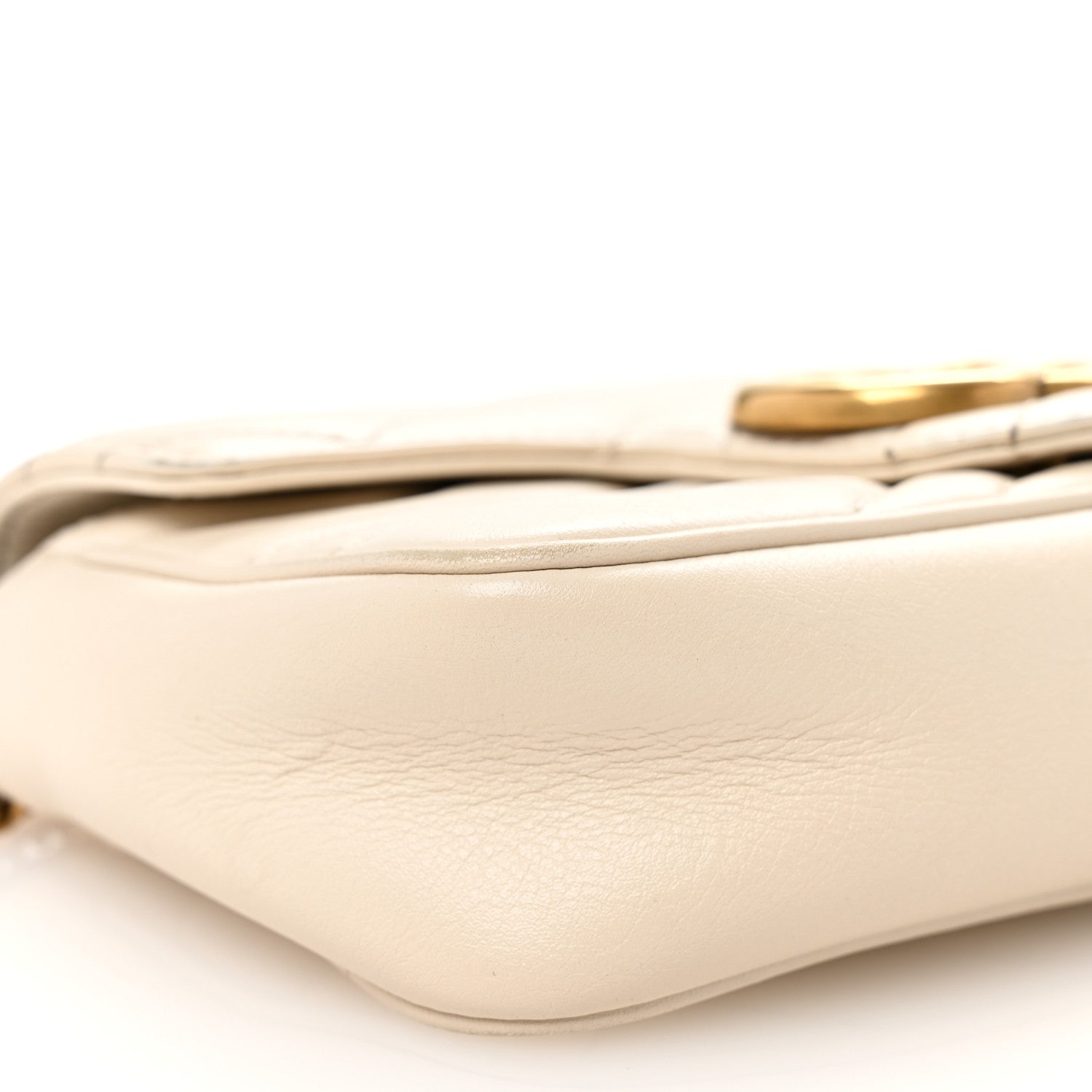 Gucci Calfskin Matelasse Super Mini GG Marmont Shoulder Bag White 9 of 10