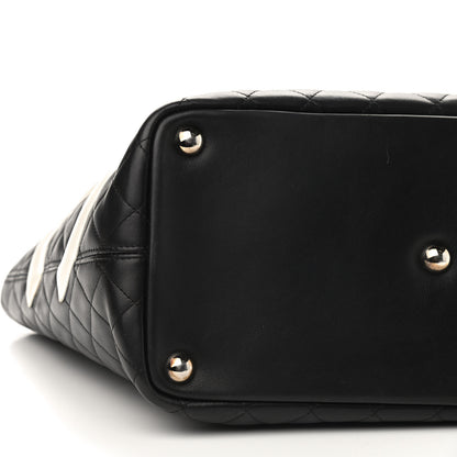 Chanel Calfskin Quilted Large Cambon Tote Black White 10 of 11