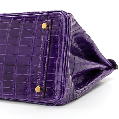 Hermes Shiny Niloticus Crocodile Birkin 30 Ultraviolet 10 of 13
