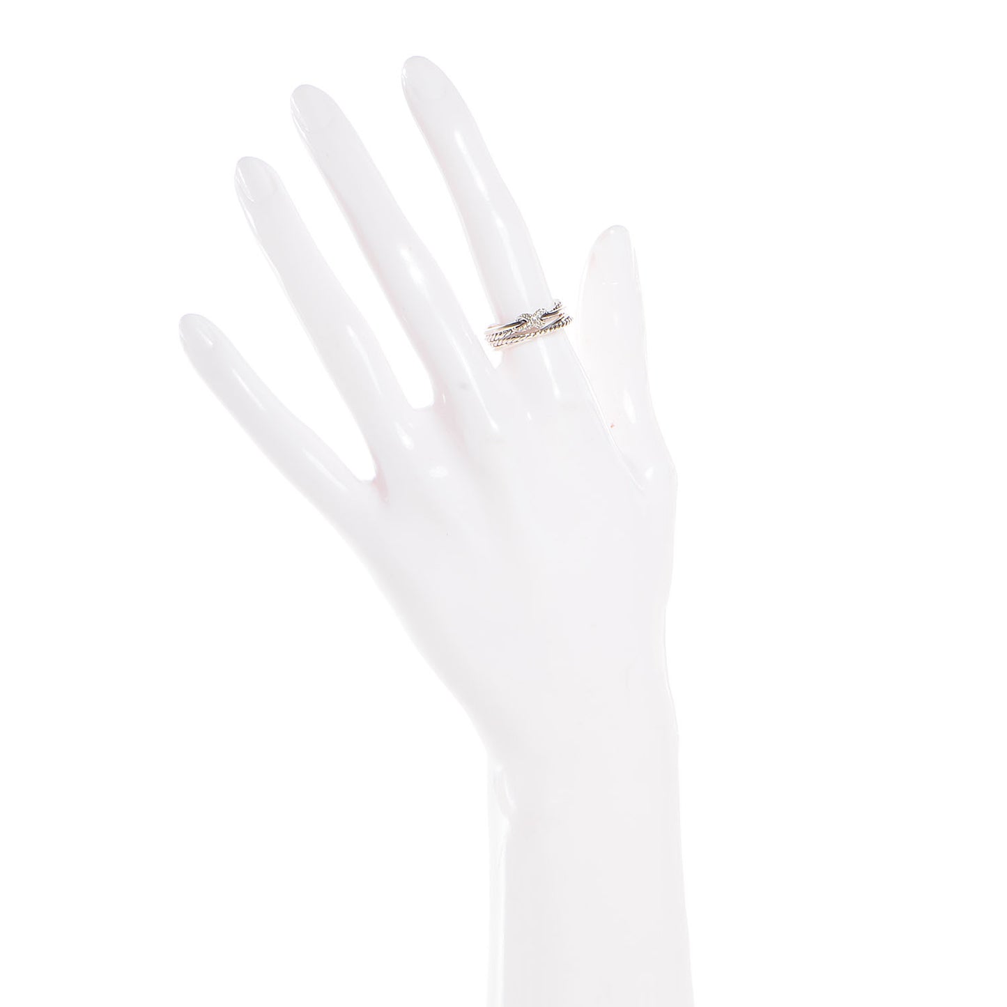 Sterling Silver Diamond X Crossover Ring 6