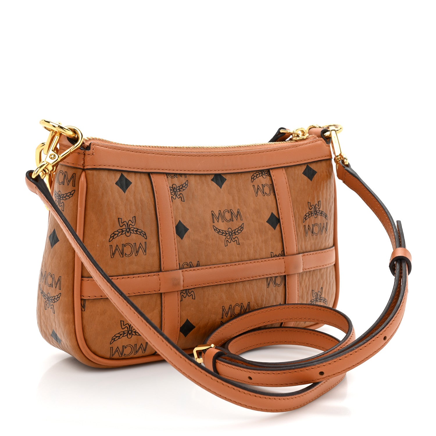 MCM Visetos Nappa Mini Delmy Chain Shoulder Bag Cognac 3 of 14