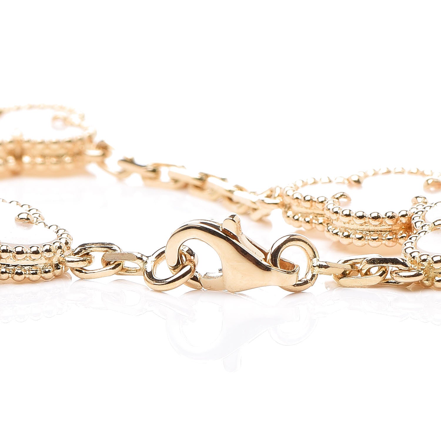 Van Cleef & Arpels 18K Yellow Gold Mother of Pearl 5 Motifs Vintage Alhambra Bracelet 4 of 6