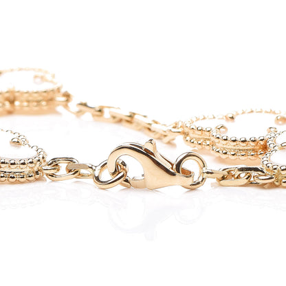 Van Cleef & Arpels 18K Yellow Gold Mother of Pearl 5 Motifs Vintage Alhambra Bracelet 4 of 6