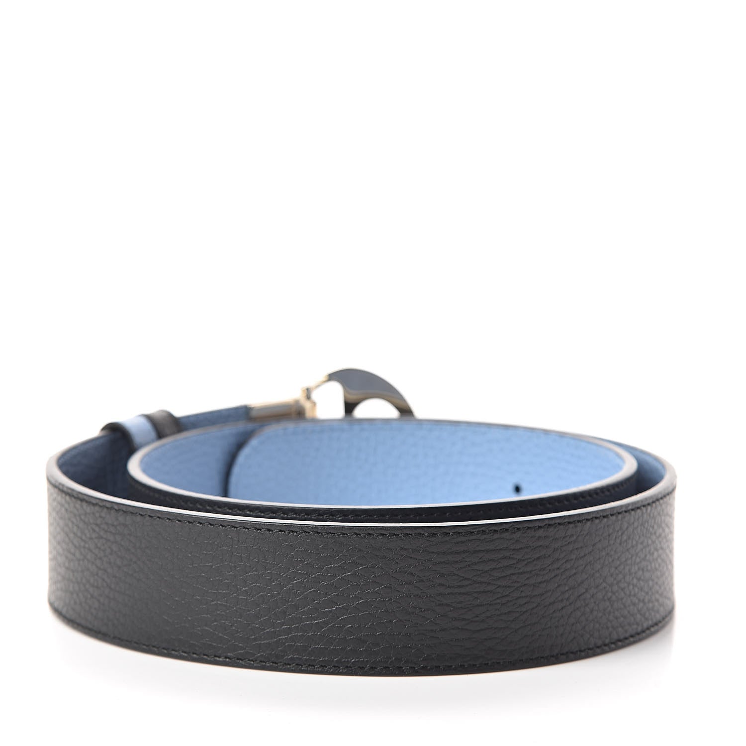 Gucci Dollar Calfskin 1973 Reversible Belt 95 38 Black Mineral Blue 3 of 5