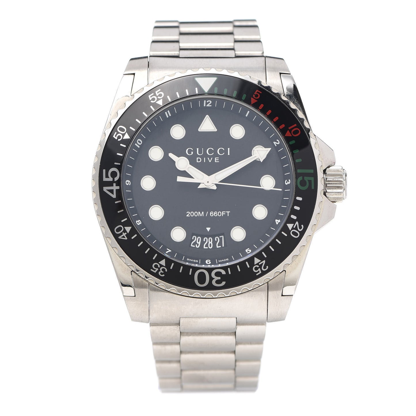 Stainless Steel 45mm Dive GMT Quartz Watch Black