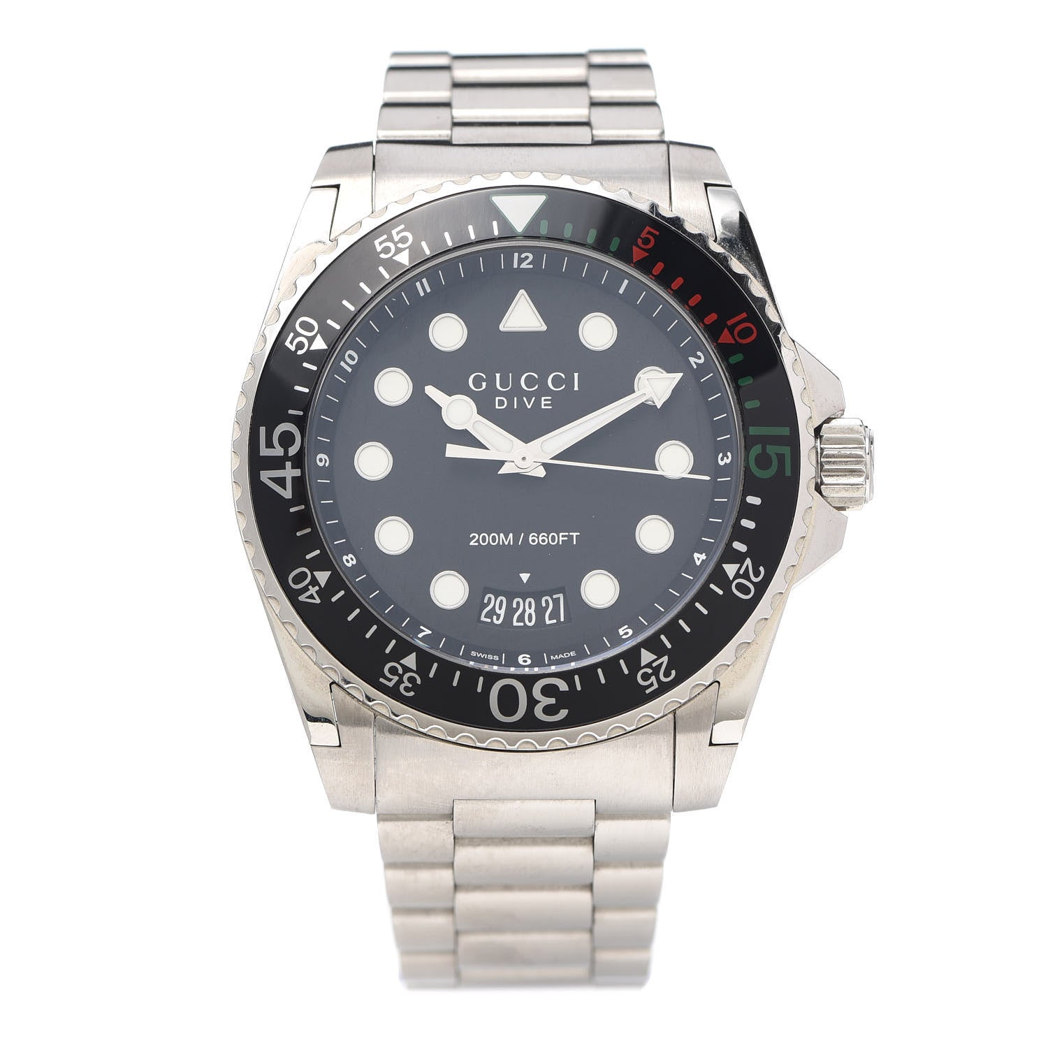 Gucci Stainless Steel 45mm Dive GMT Quartz Watch Black 1 of 5