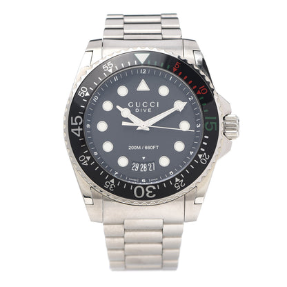 Gucci Stainless Steel 45mm Dive GMT Quartz Watch Black 1 of 5
