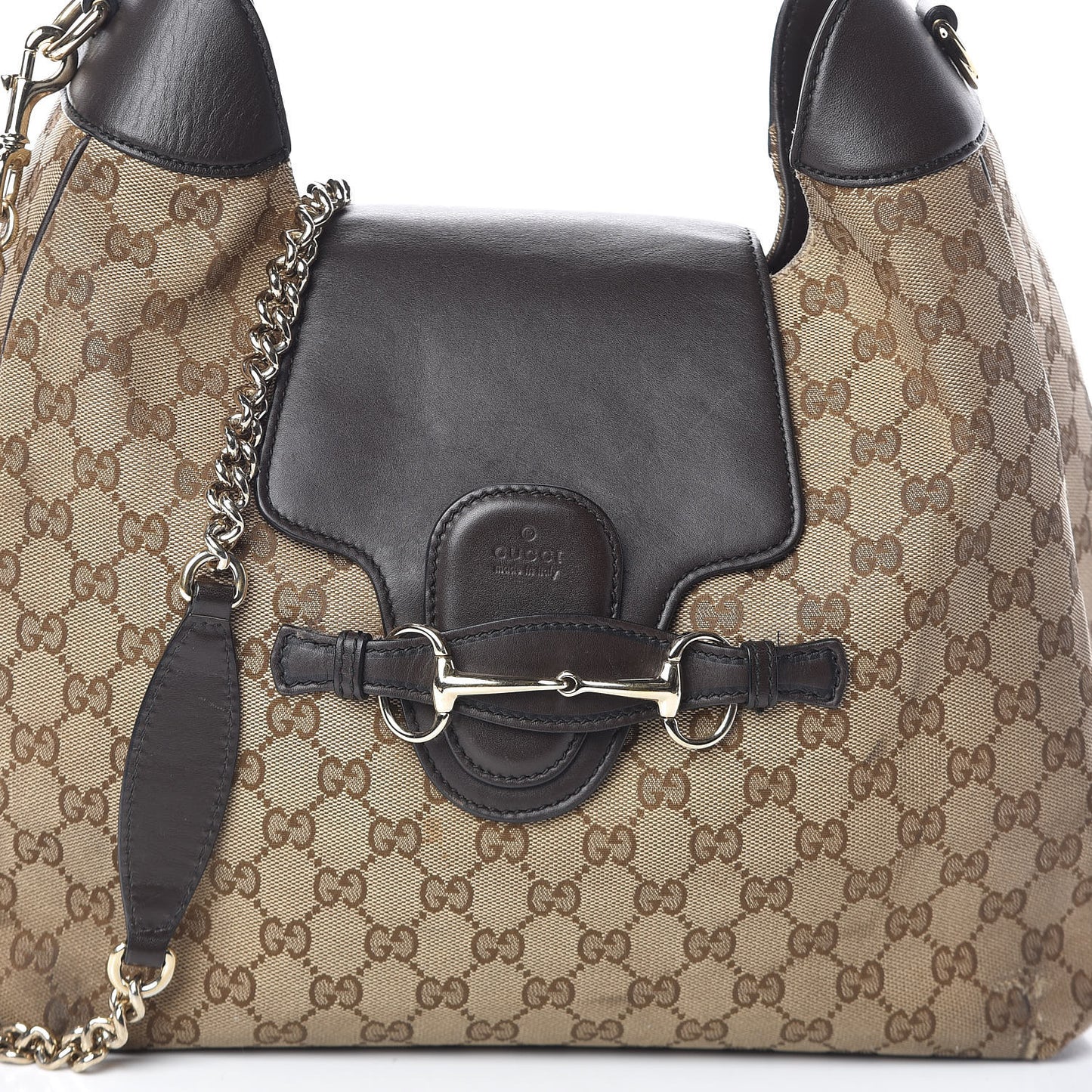 Monogram Margaux Calfskin Medium Emily Hobo Beige Ebony Cocoa