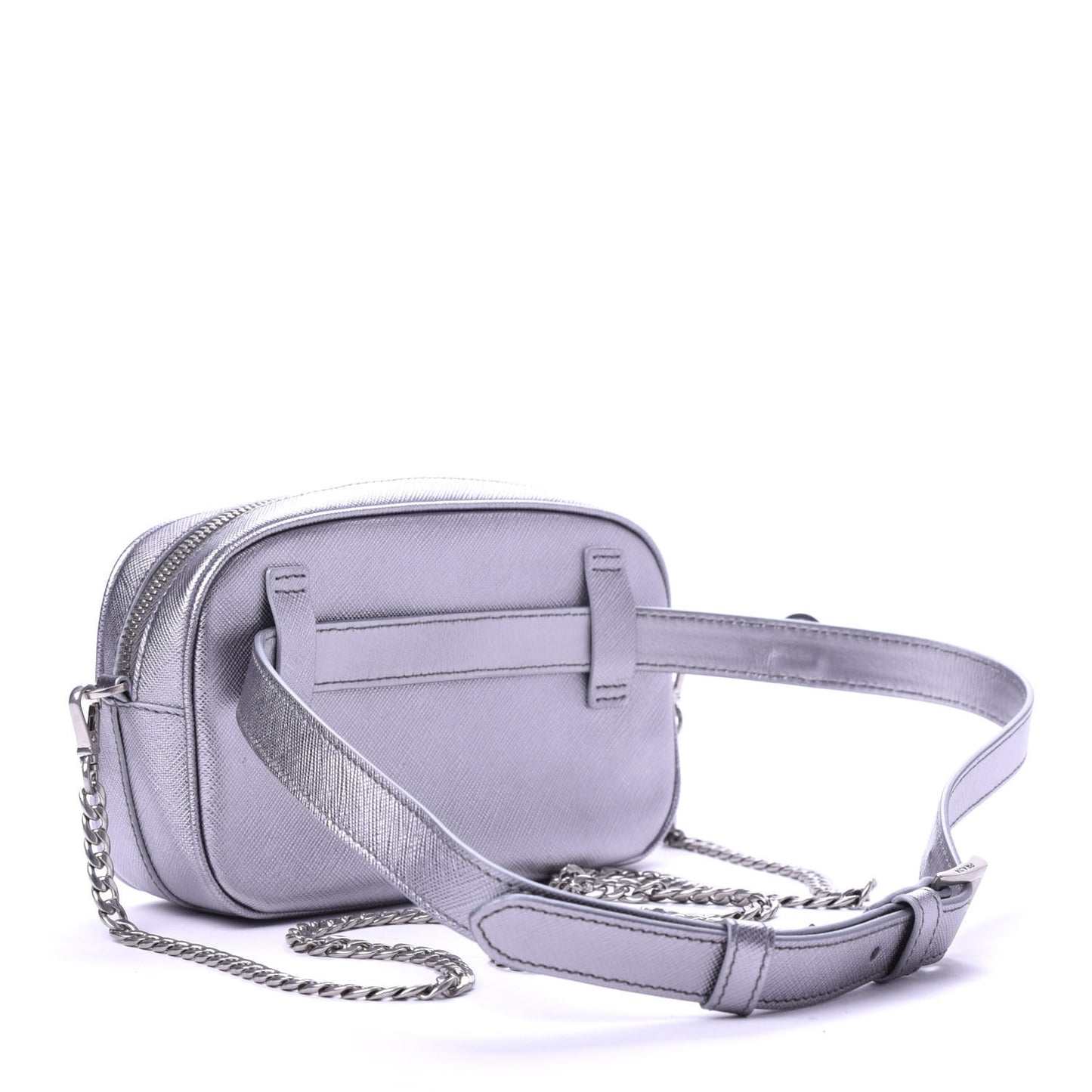 Metallic Saffiano Belt Bag Silver