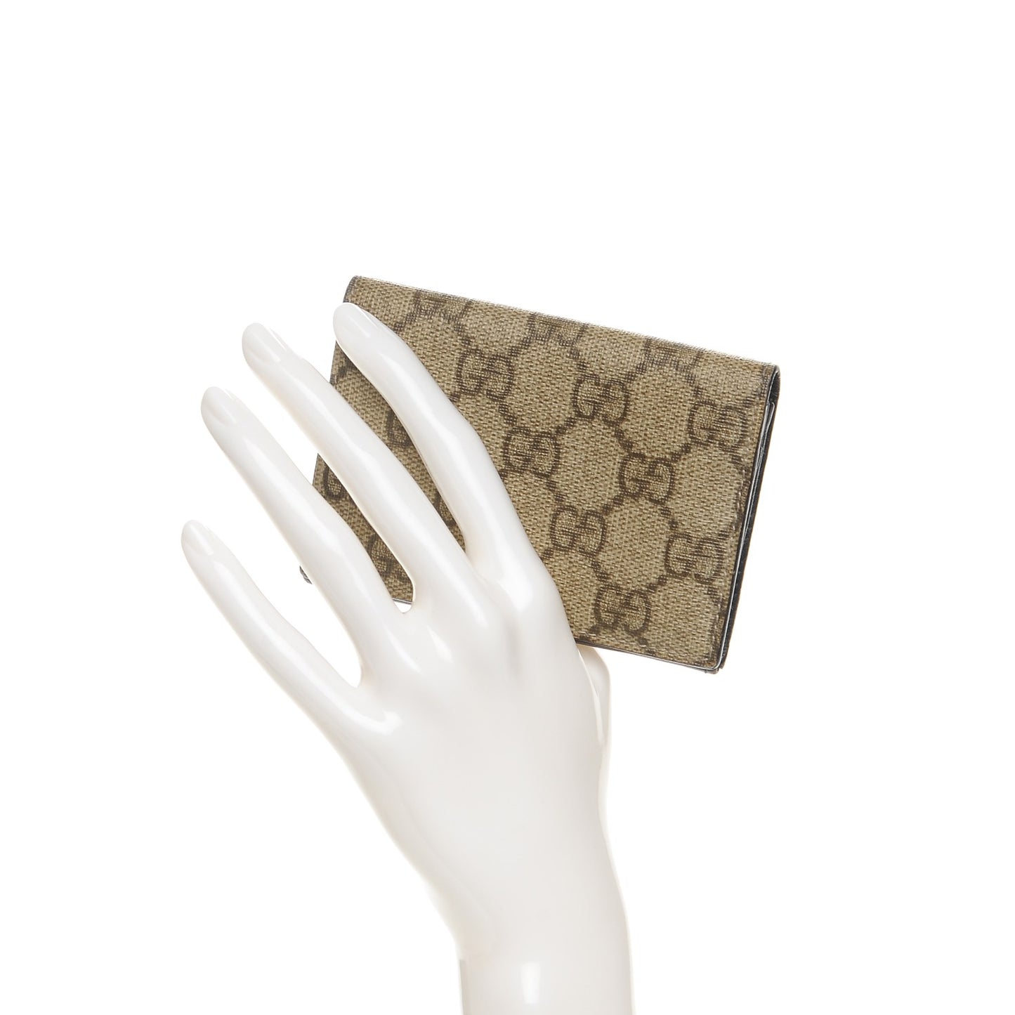 GG Plus Monogram Business Card Case Dark Brown