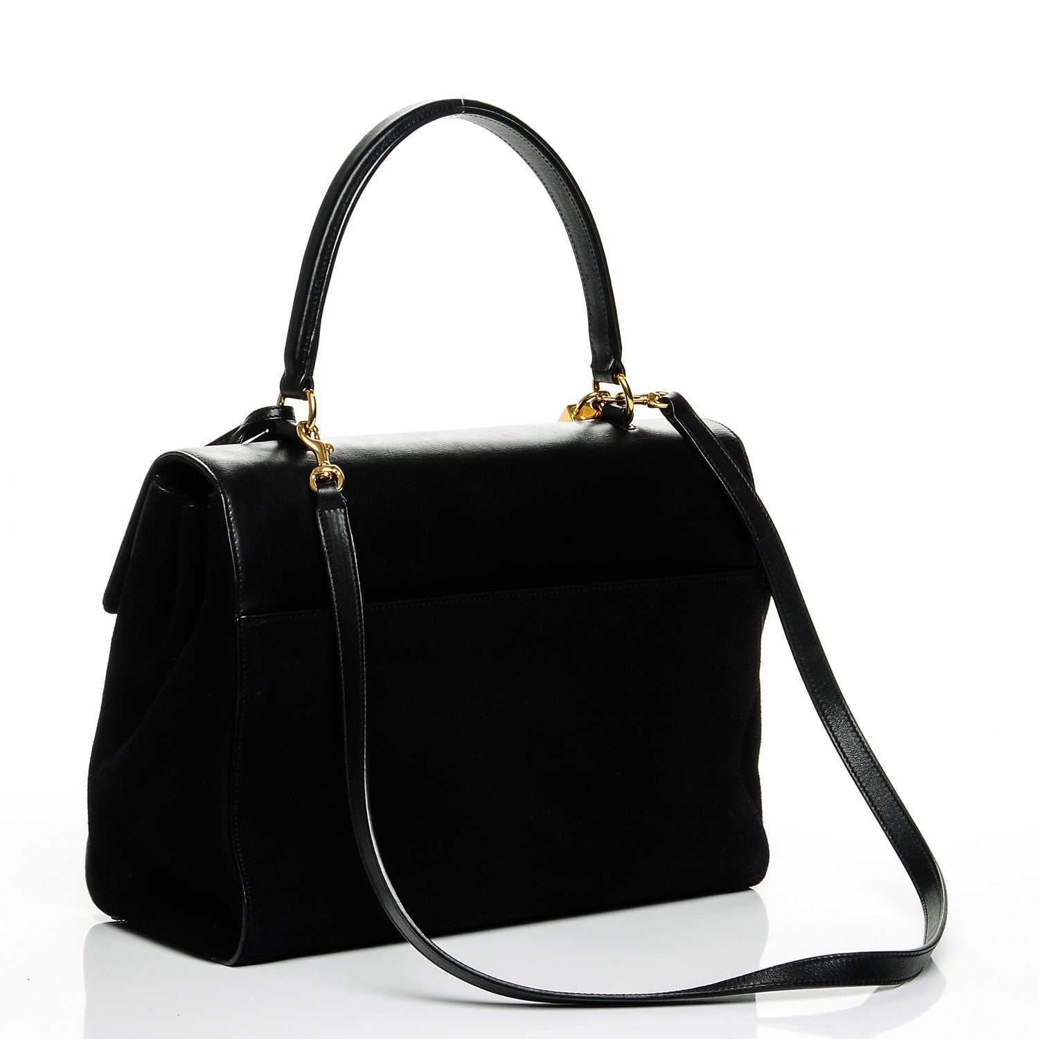 Saint Laurent Calfskin Suede Large Moujik Top Handle Bag Black 3 of 6
