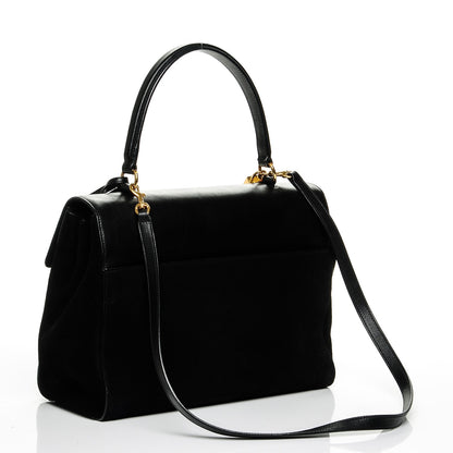 Saint Laurent Calfskin Suede Large Moujik Top Handle Bag Black 3 of 6
