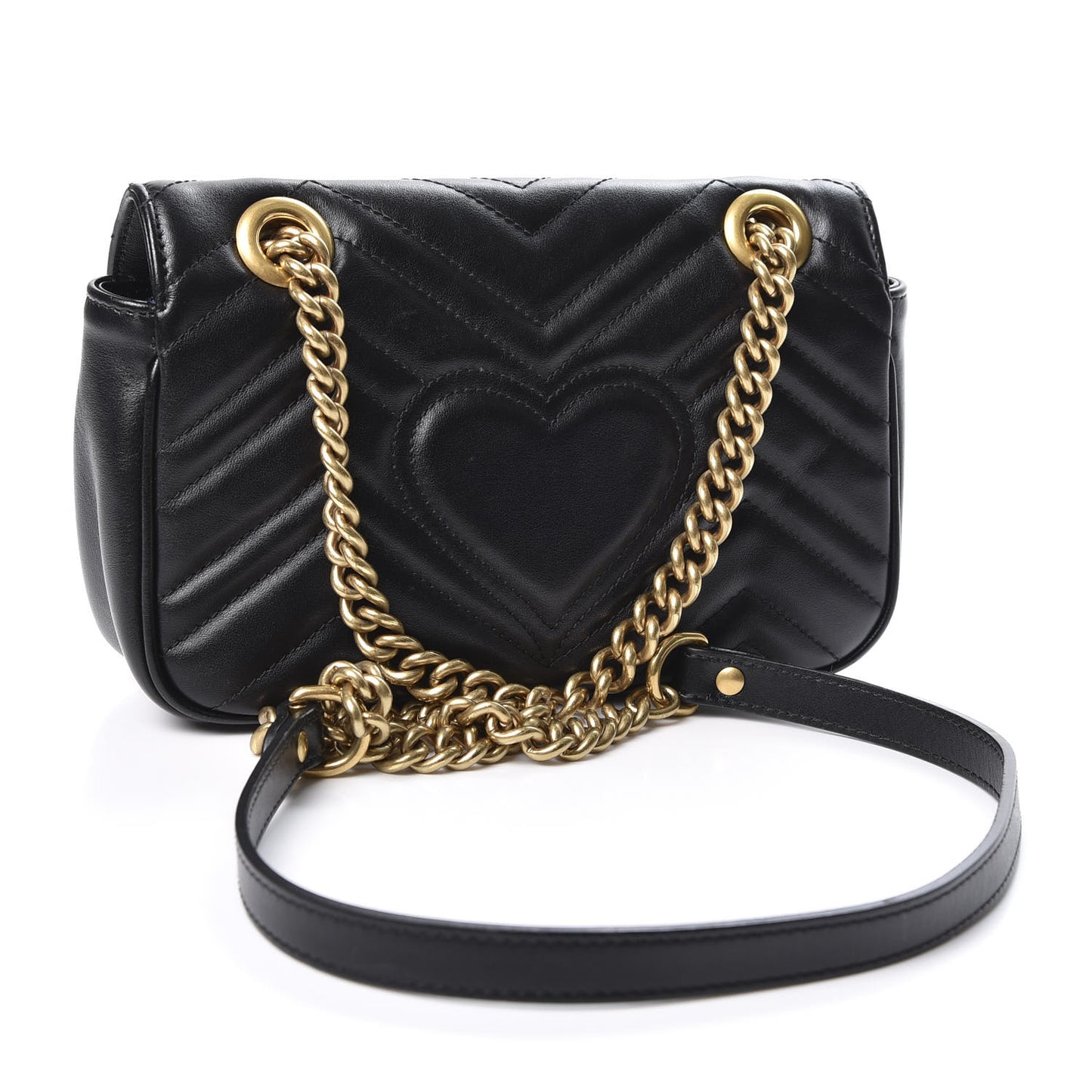 Calfskin Matelasse Mini GG Marmont Shoulder Bag Black
