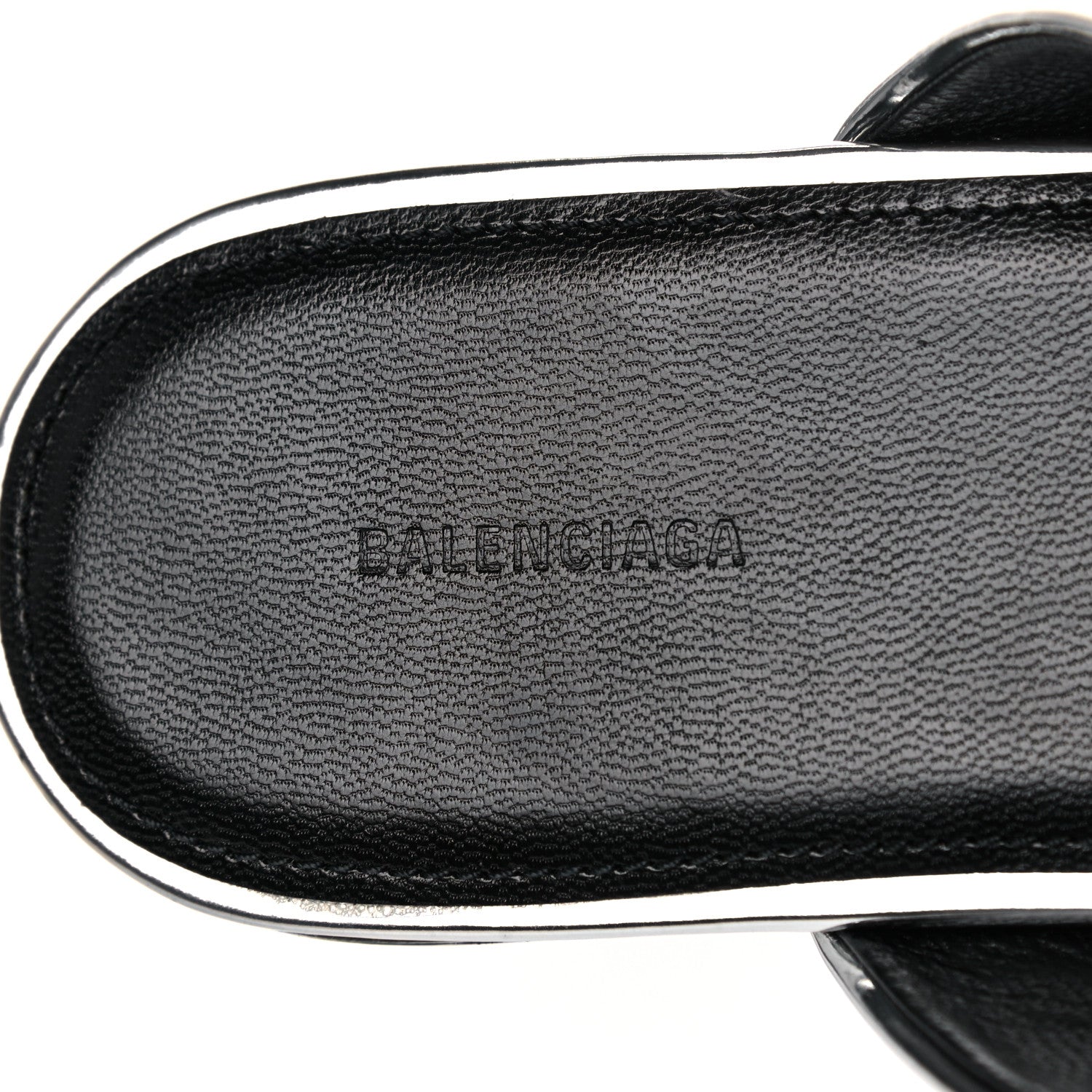 Balenciaga Mirror Metallic Calfskin Oval BB Slide Sandals 36 Silver 7 of 11