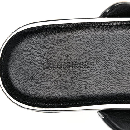 Balenciaga Mirror Metallic Calfskin Oval BB Slide Sandals 36 Silver 7 of 11