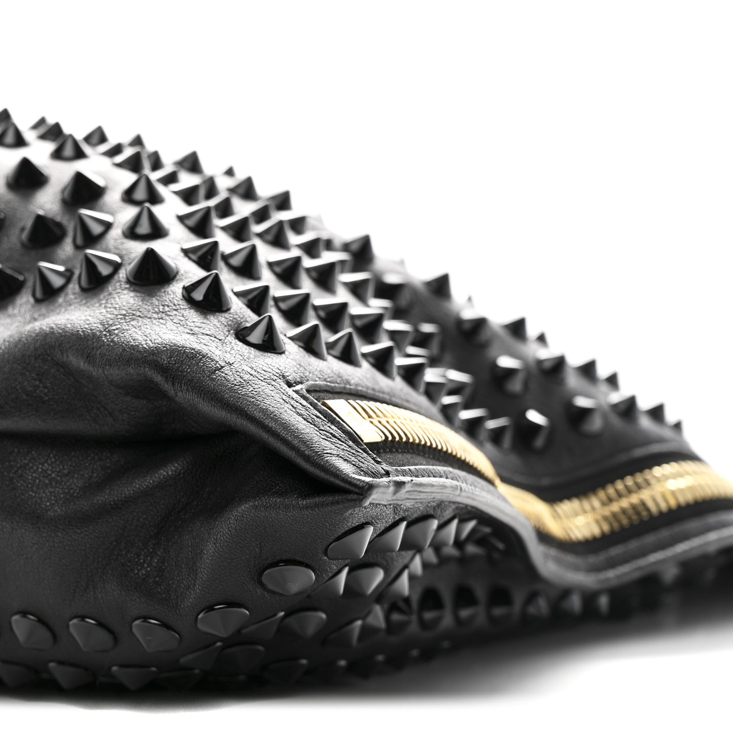 Ramskin Studded Large Alix Padlock Zip Shoulder Bag Black