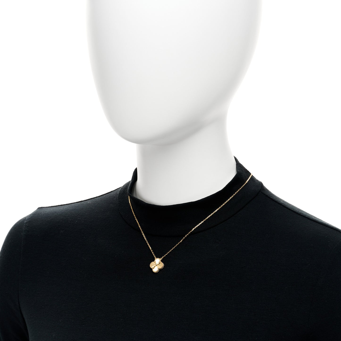 18K Yellow Gold Guilloche Vintage Alhambra Pendant Necklace